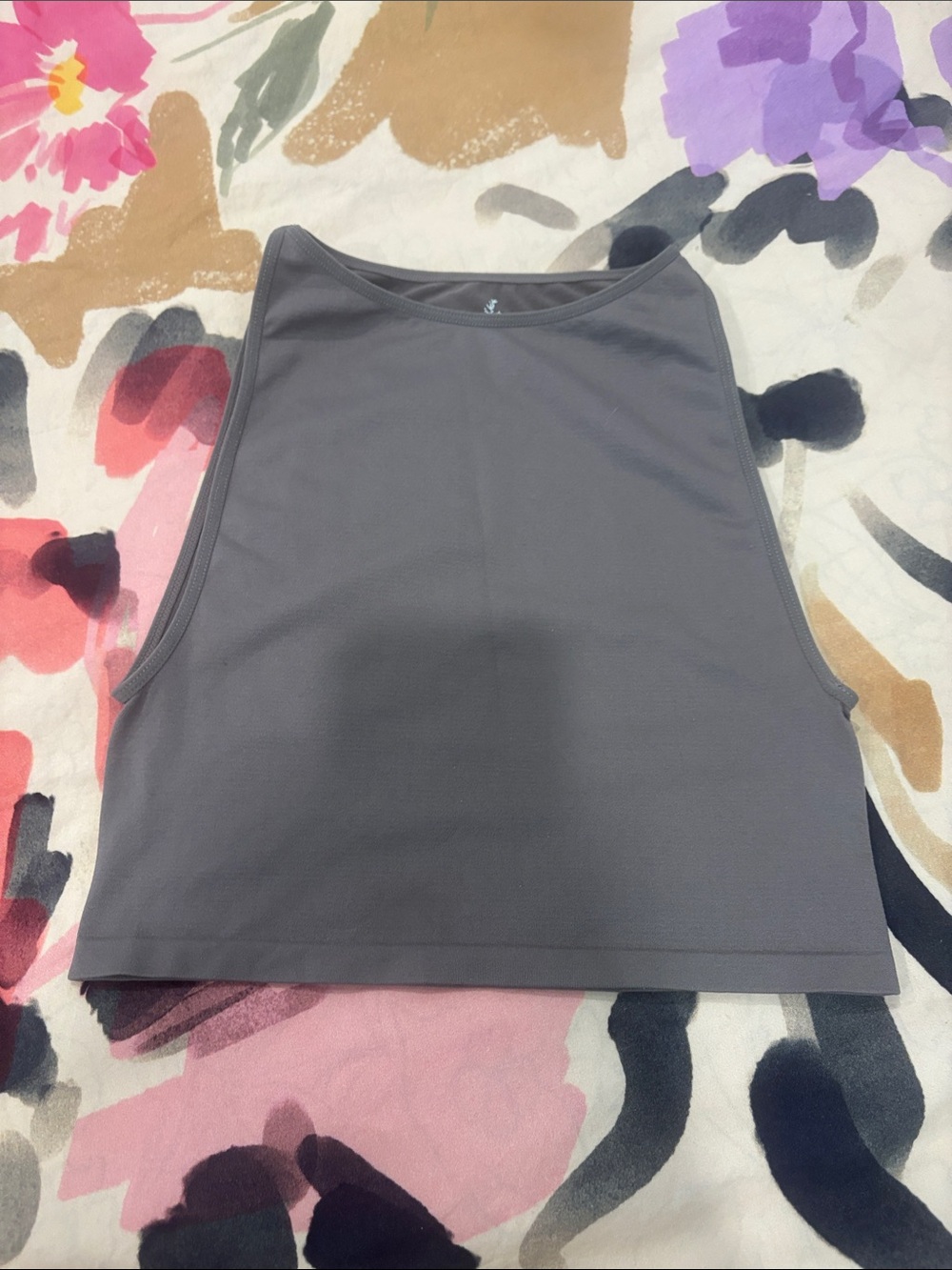 Free People Cropped High-Neck Tank - Gray